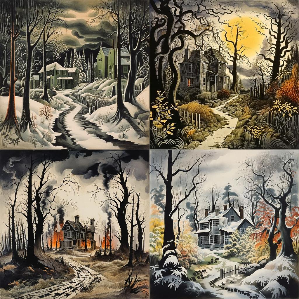 Charles E. Burchfield style, Midjourney V5.2, render 1 of 4