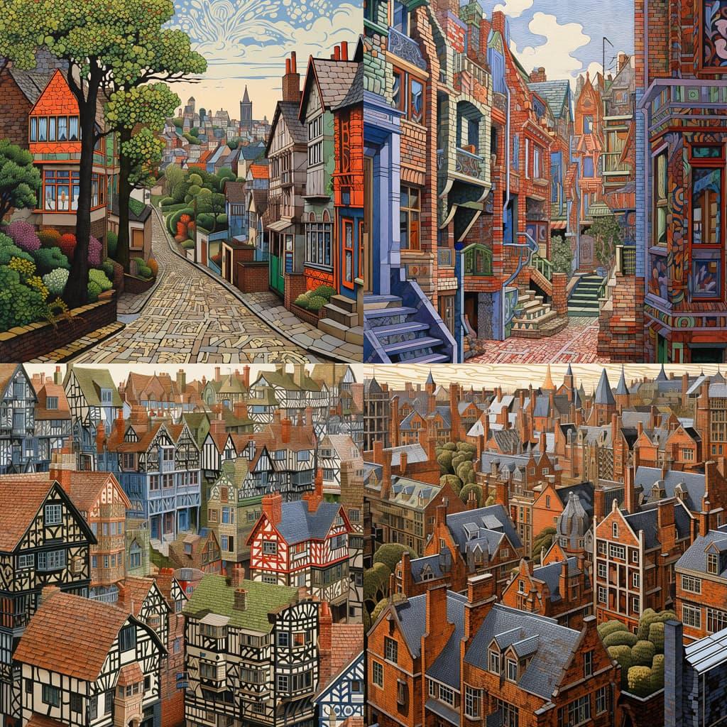 Charles Ginner style, Midjourney V5.2, render 1 of 4