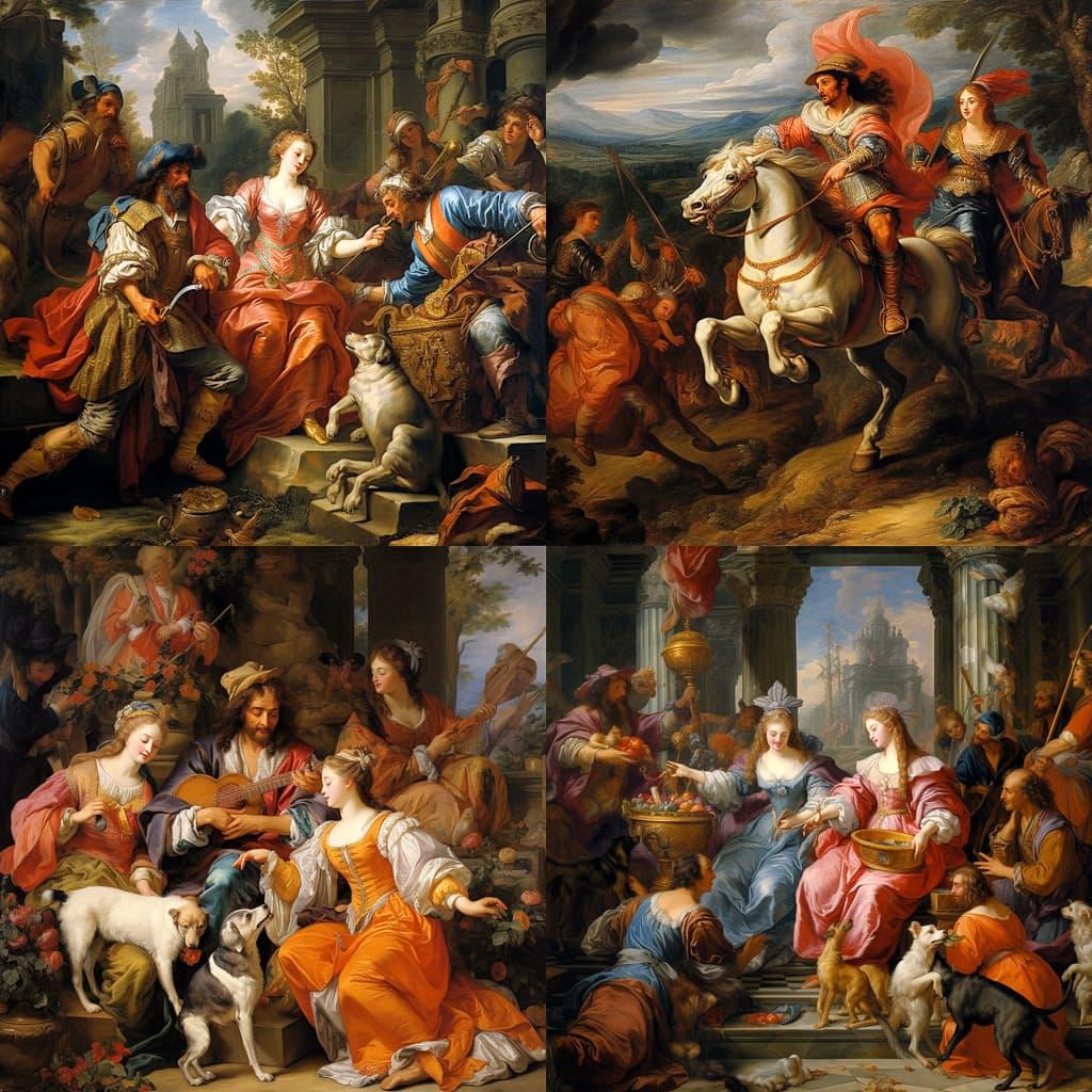 Charles Le Brun style, Midjourney V5.2, render 1 of 4
