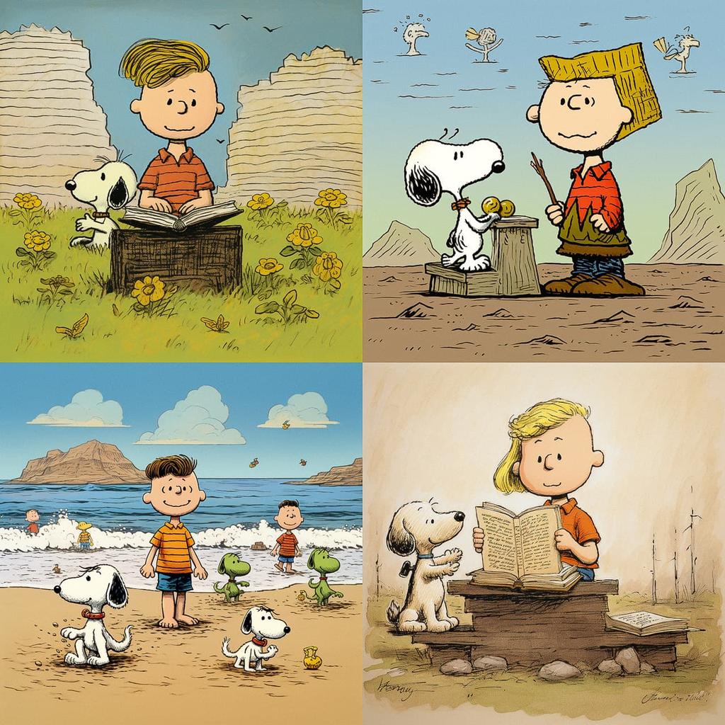 Charles Schulz style, Midjourney V5.2, render 1 of 4