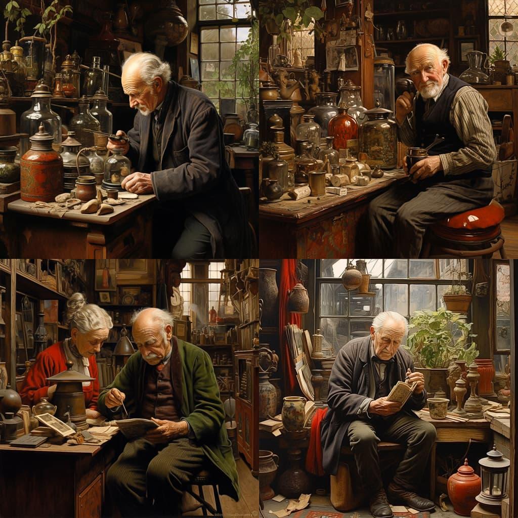 Charles Spencelayh style, Midjourney V5.2, render 1 of 4