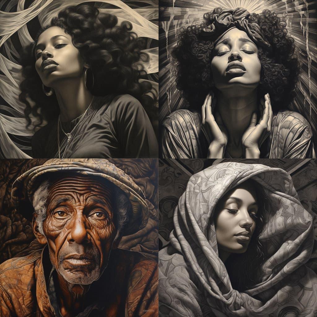 Charles White style, Midjourney V5.2, render 1 of 4