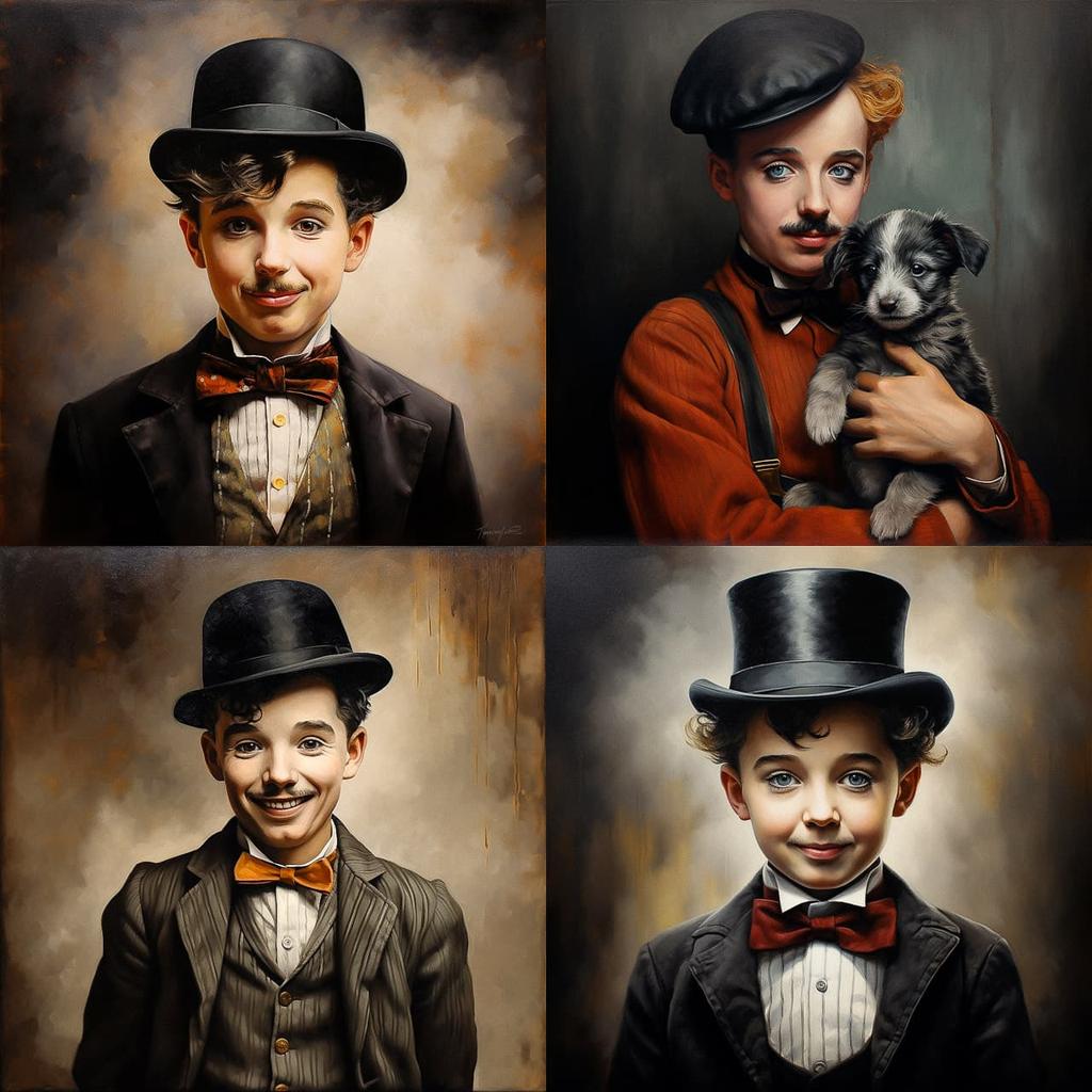 Charlie Chaplin style, Midjourney V5.2, render 1 of 4