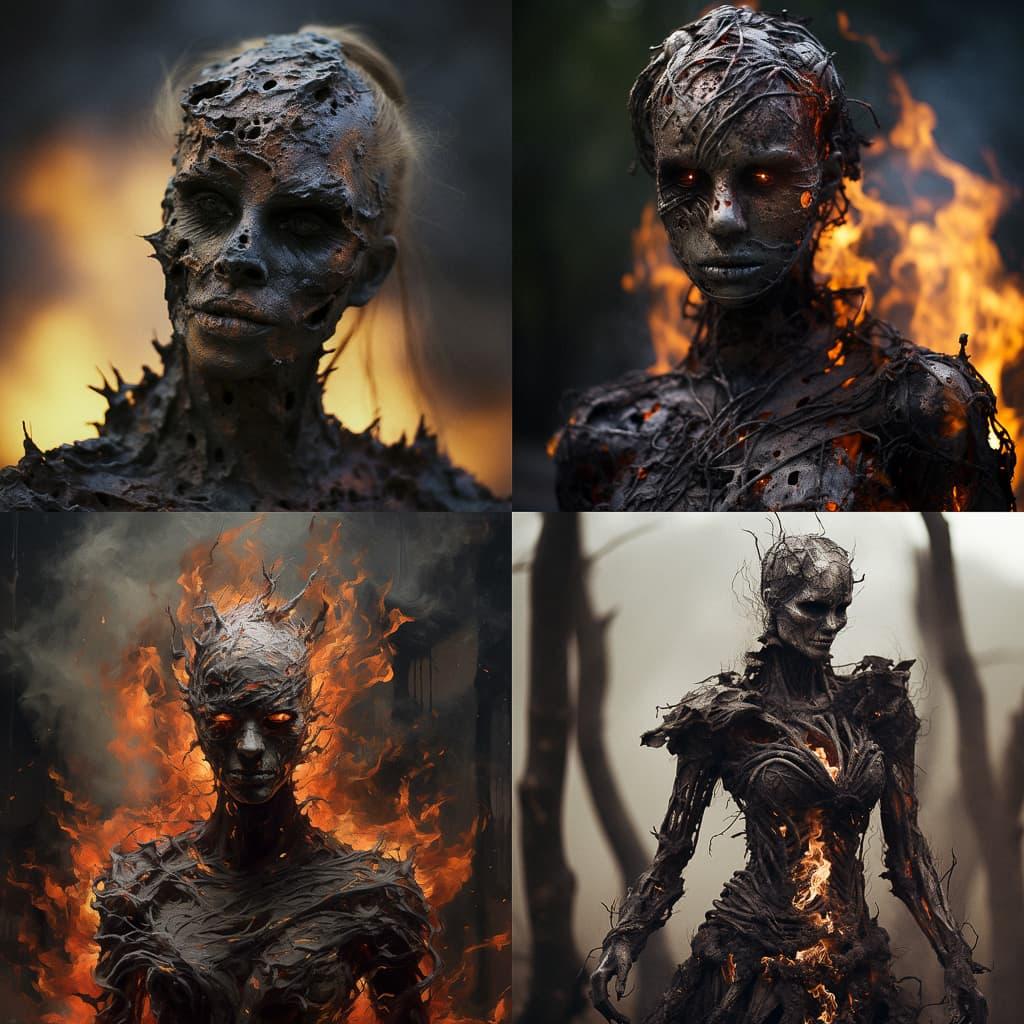 Charred style, Midjourney V5.2, render 1 of 4