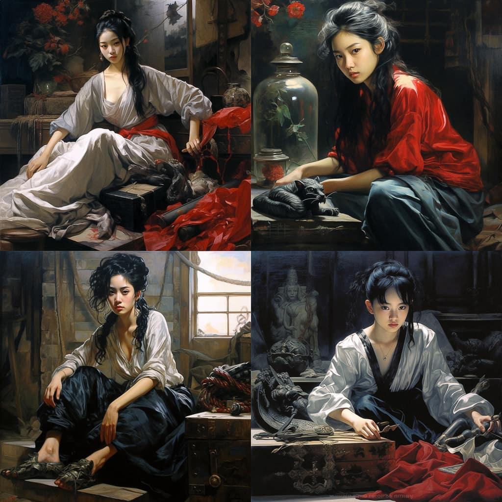 Chen Yifei style, Midjourney V5.2, render 1 of 4