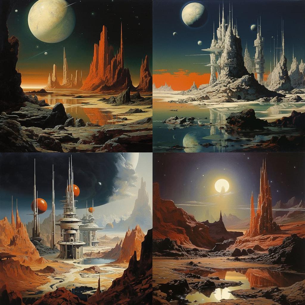 Chesley Bonestell style, Midjourney V5.2, render 1 of 4
