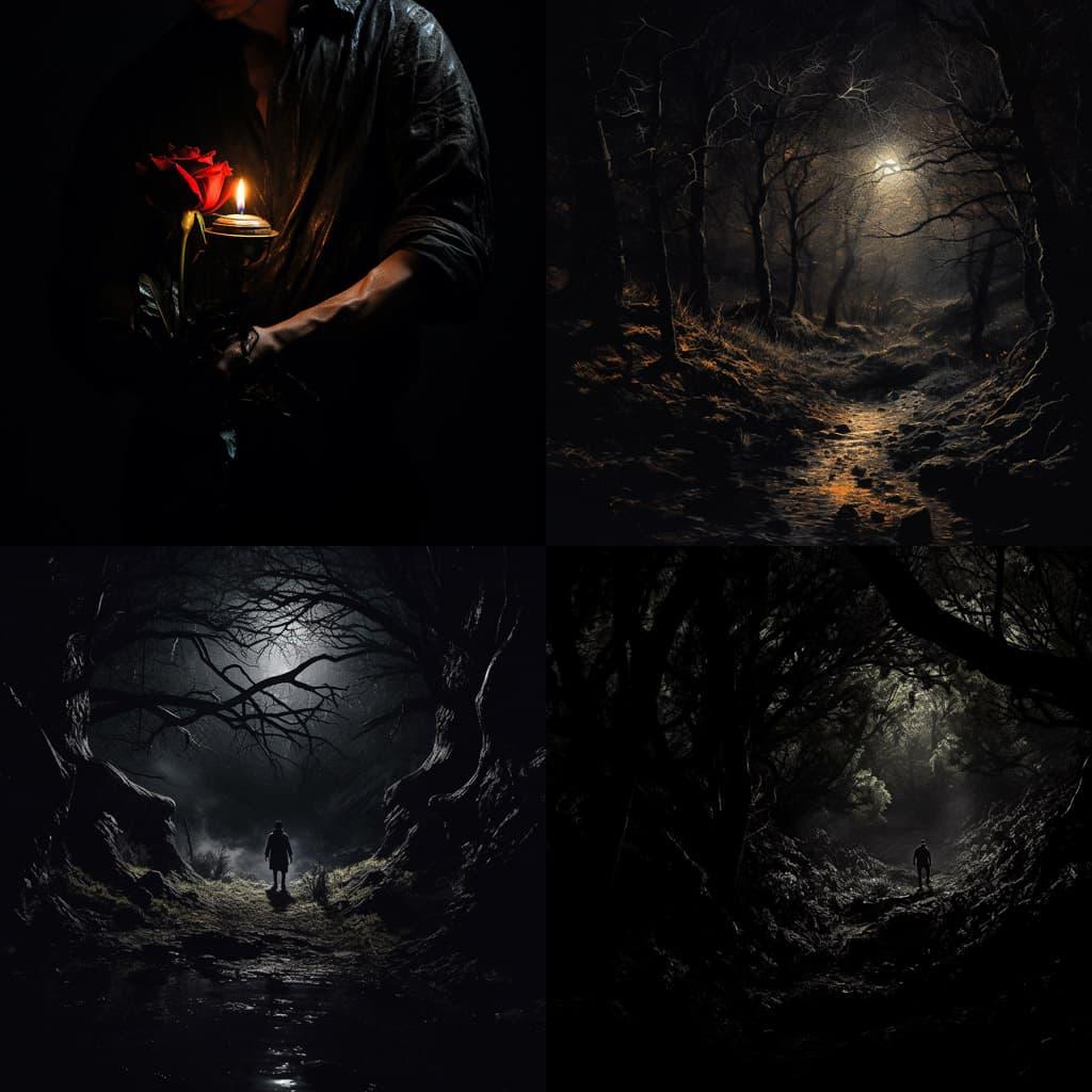 Chiaroscuro style, Midjourney V5.2, render 1 of 4
