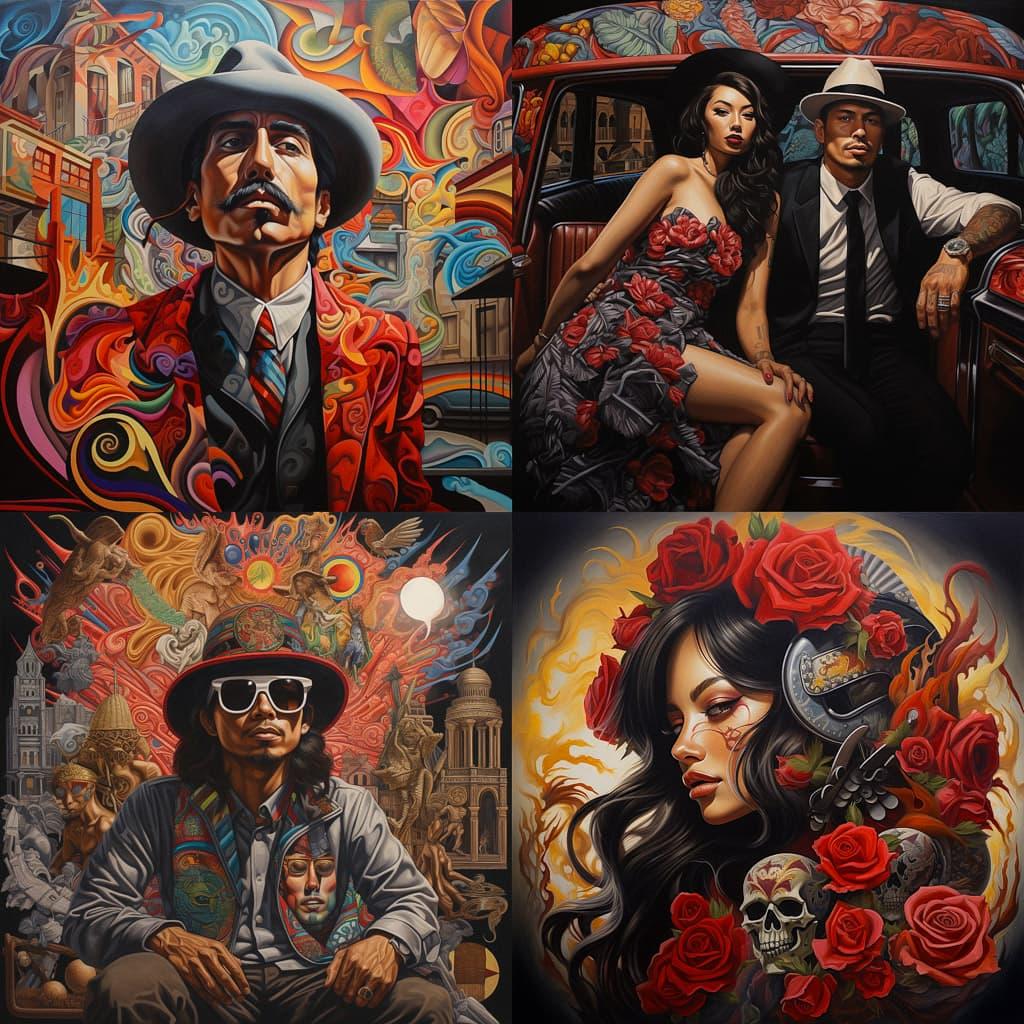 Chicano art style, Midjourney V5.2, render 1 of 4