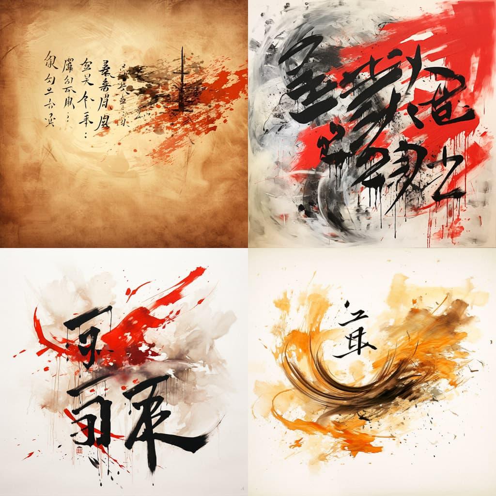 Chinese calligraphy style, Midjourney V5.2, render 1 of 4