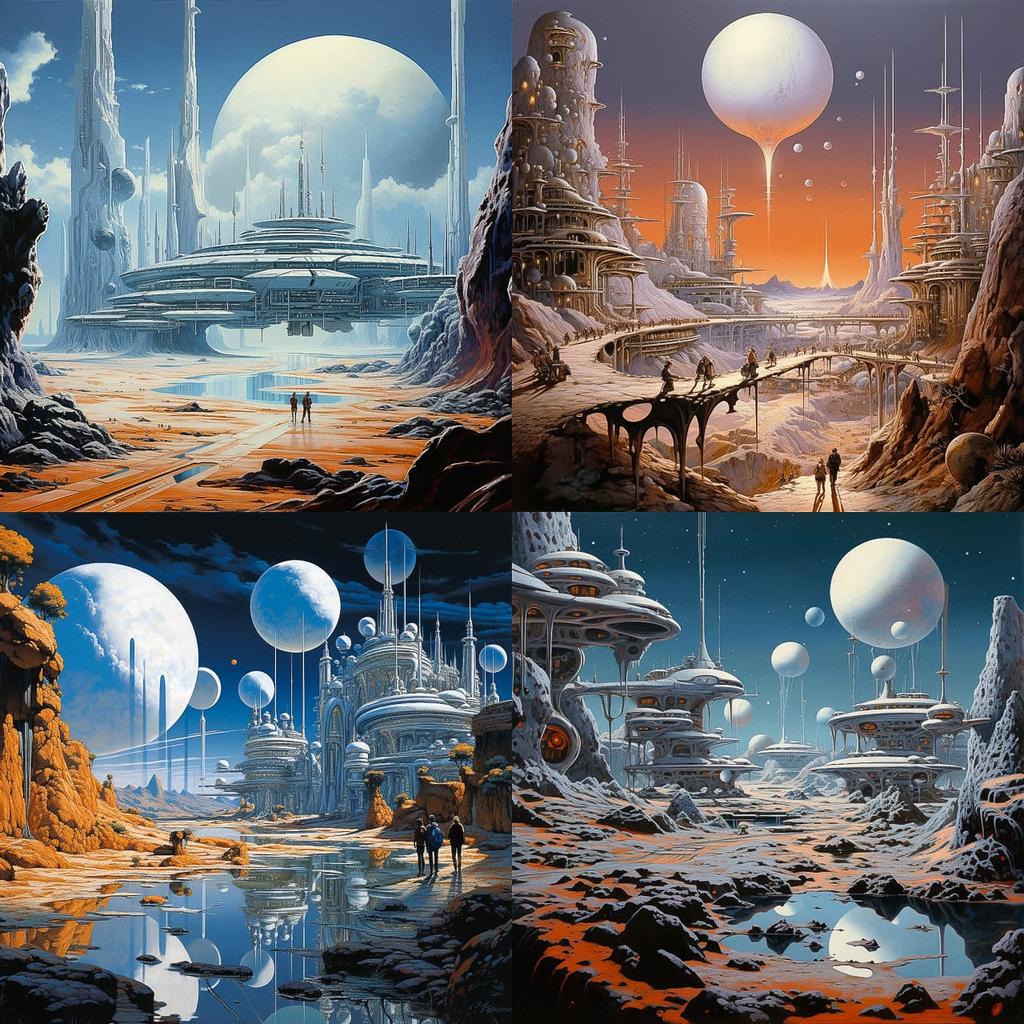 Chris Moore style, Midjourney V5.2, render 1 of 4