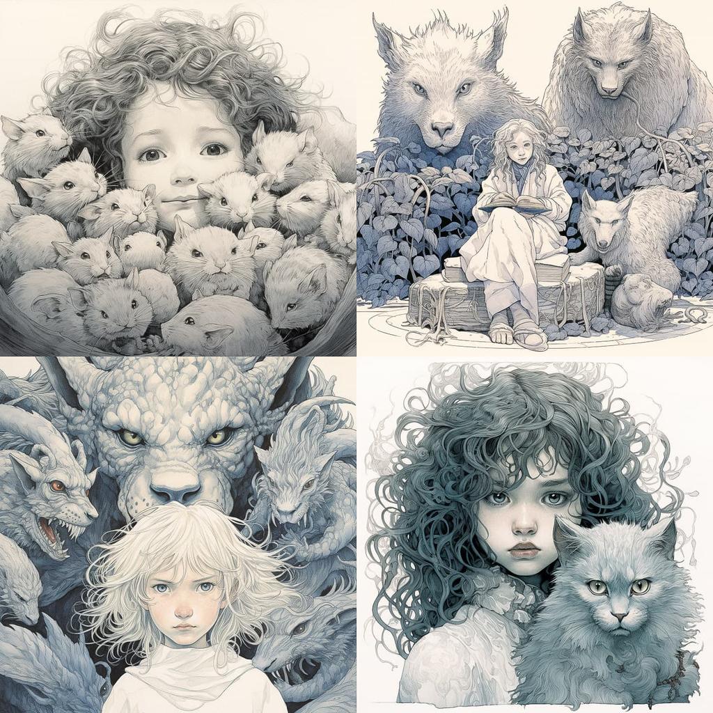 Chris Riddell style, Midjourney V5.2, render 1 of 4