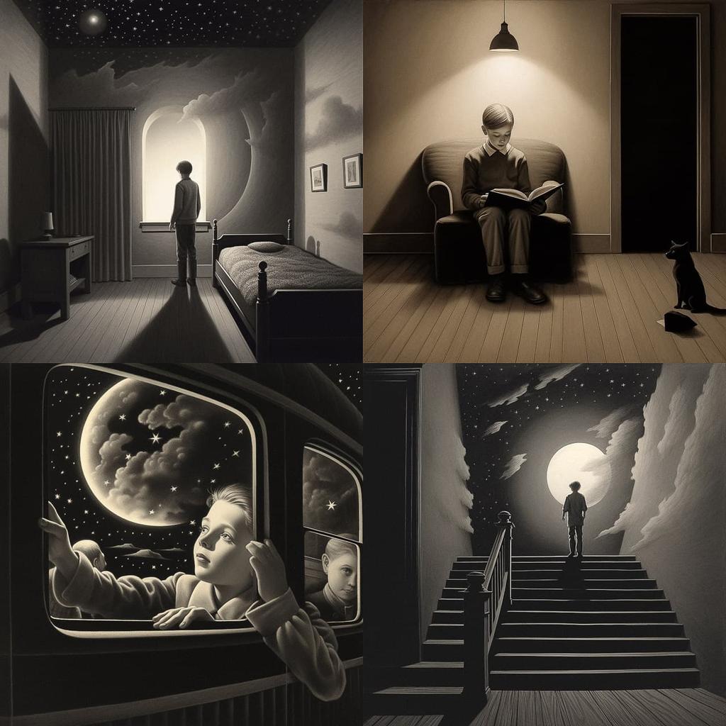 Chris Van Allsburg style, Midjourney V5.2, render 1 of 4