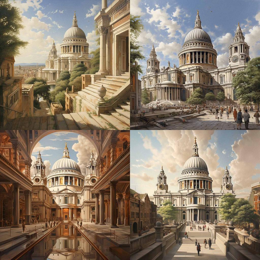 Christopher Wren style, Midjourney V5.2, render 1 of 4