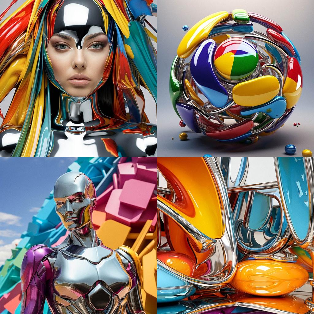 Chrome colors style, Midjourney V5.2, render 1 of 4