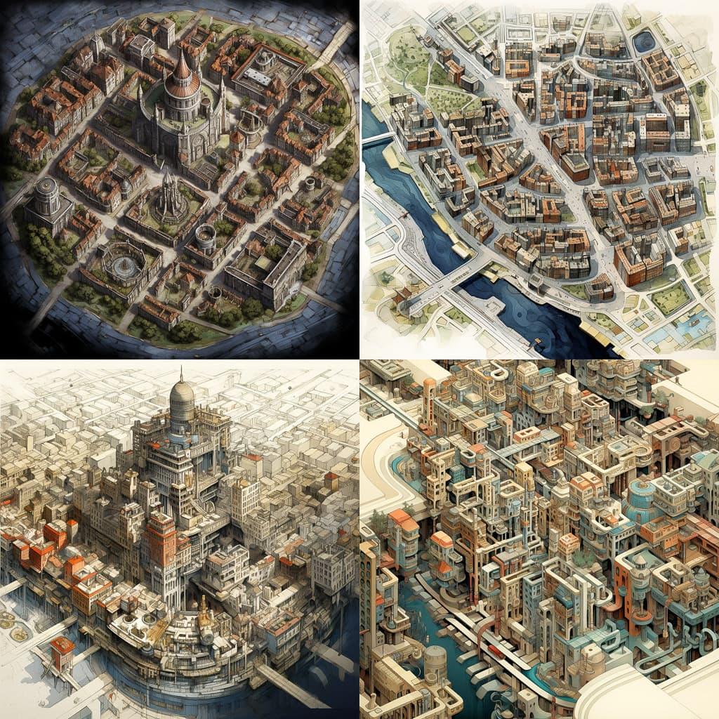 City plan style, Midjourney V5.2, render 1 of 4