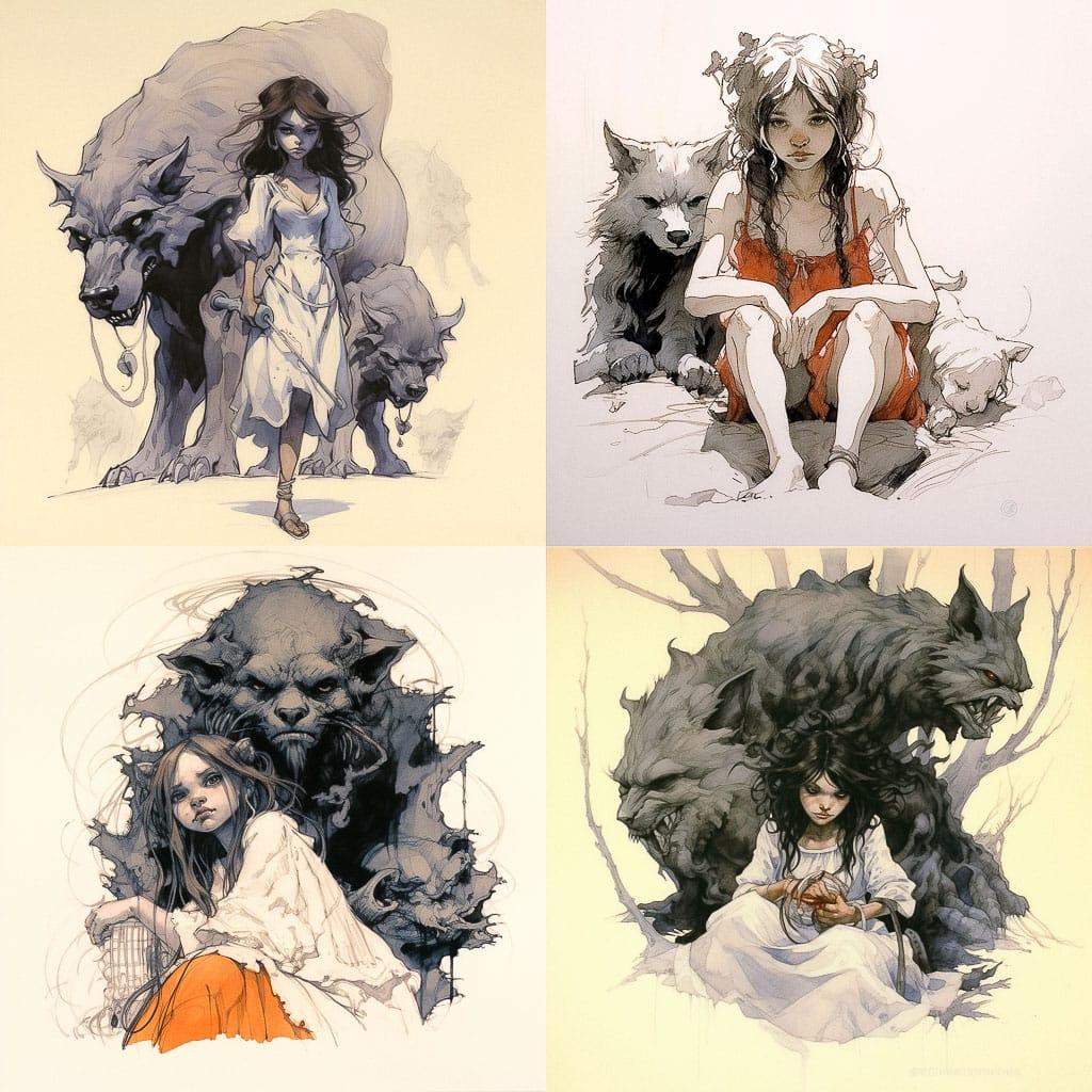Claire Wendling style, Midjourney V5.2, render 1 of 4