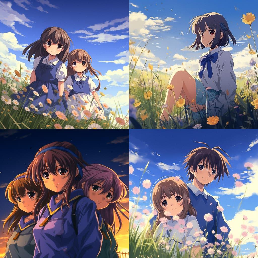 Clannad style, Midjourney V5.2, render 1 of 4