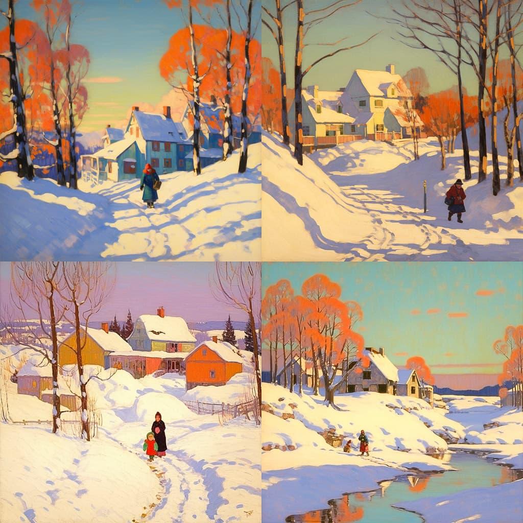 Clarence Gagnon style, Midjourney V5.2, render 1 of 4