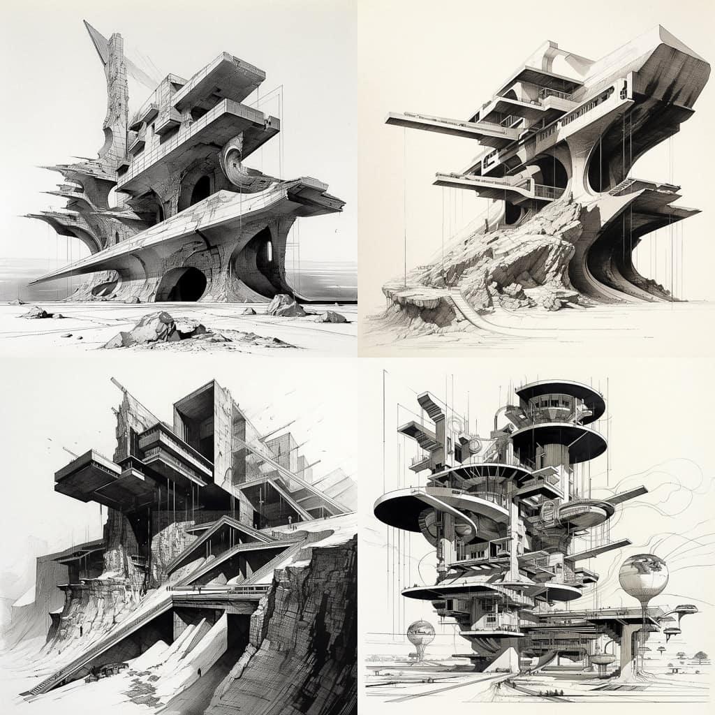 Claude Parent style, Midjourney V5.2, render 1 of 4