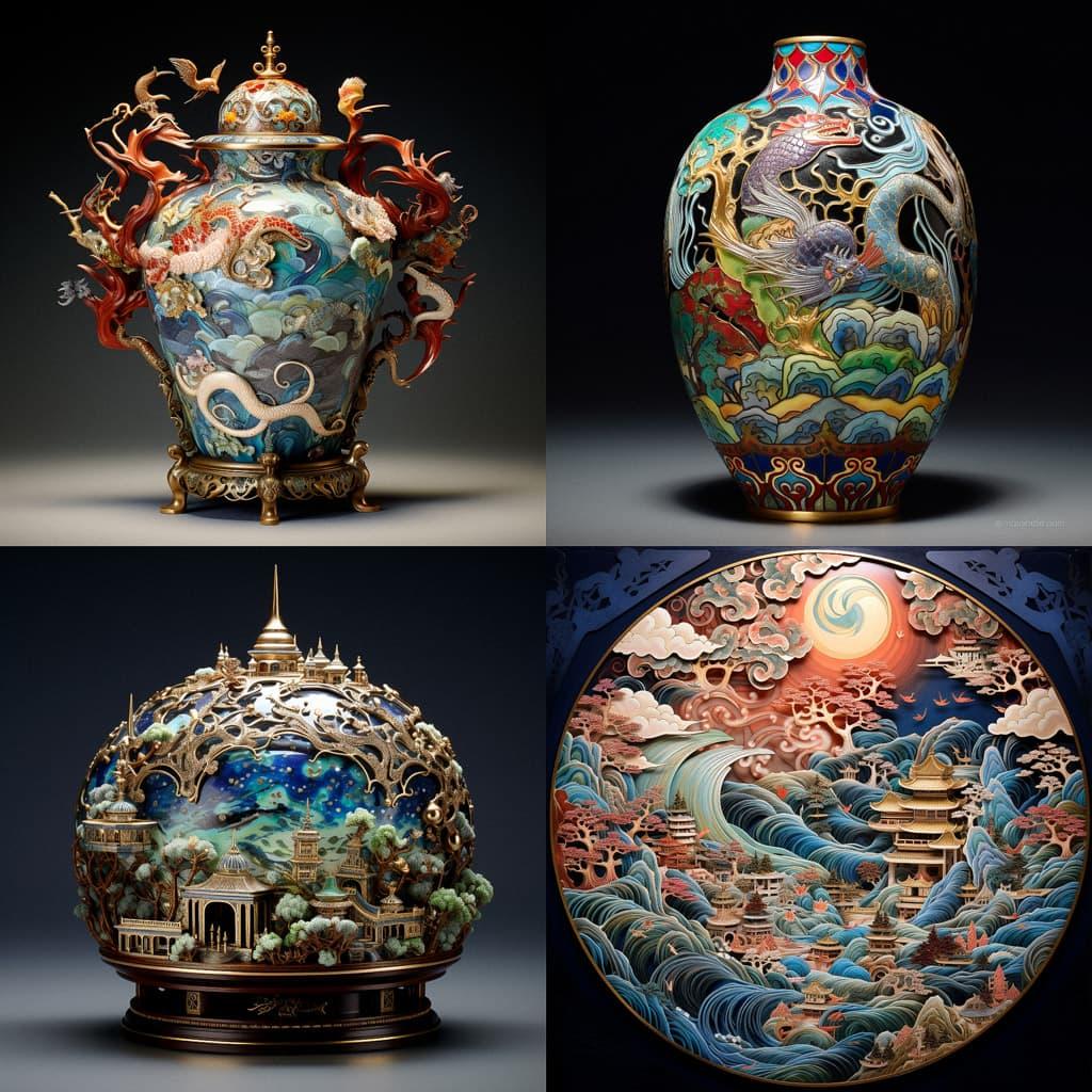Cloisonnism style, Midjourney V5.2, render 1 of 4