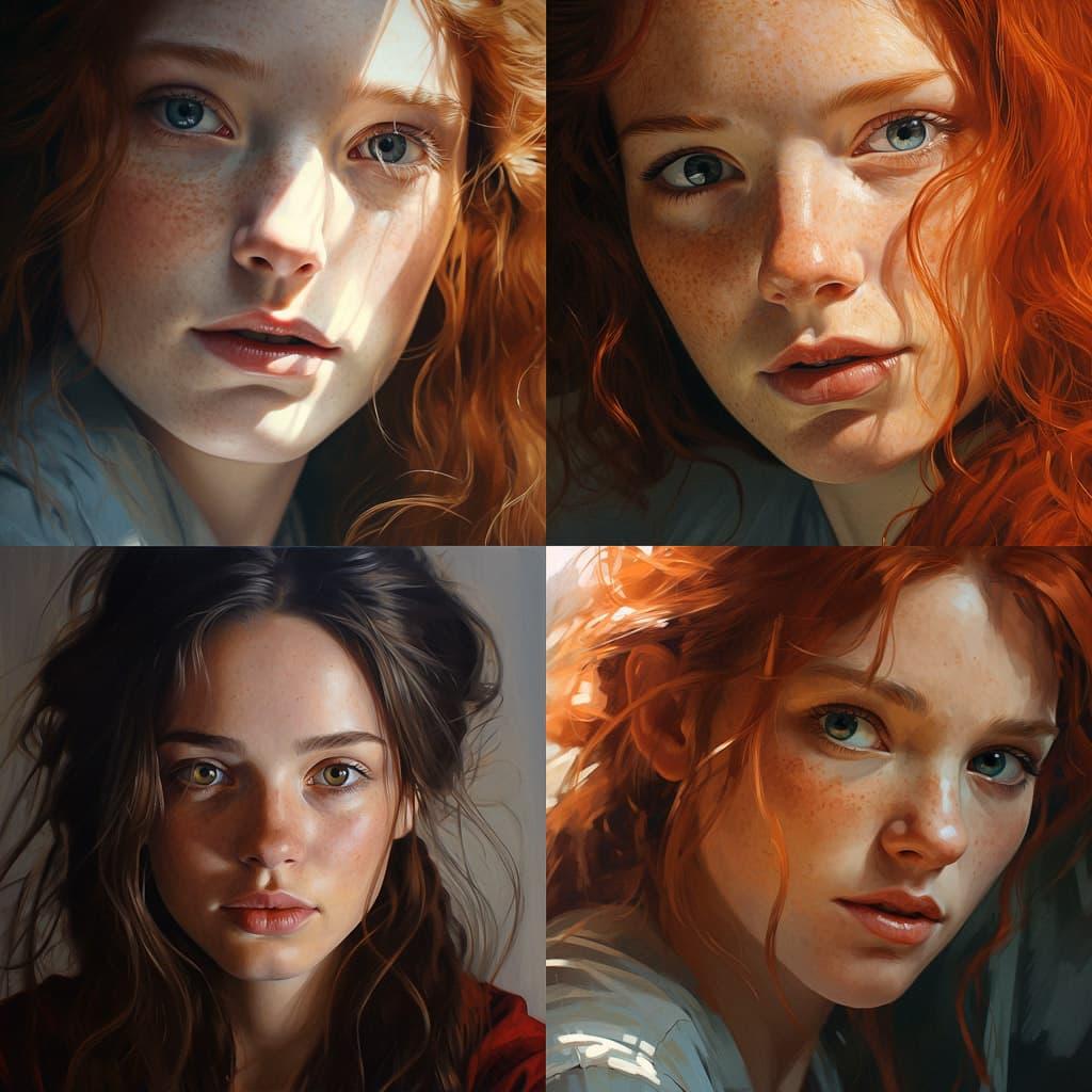 Close-up portrait style, Midjourney V5.2, render 1 of 4