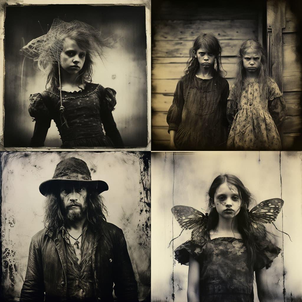 Collodion print style, Midjourney V5.2, render 1 of 4