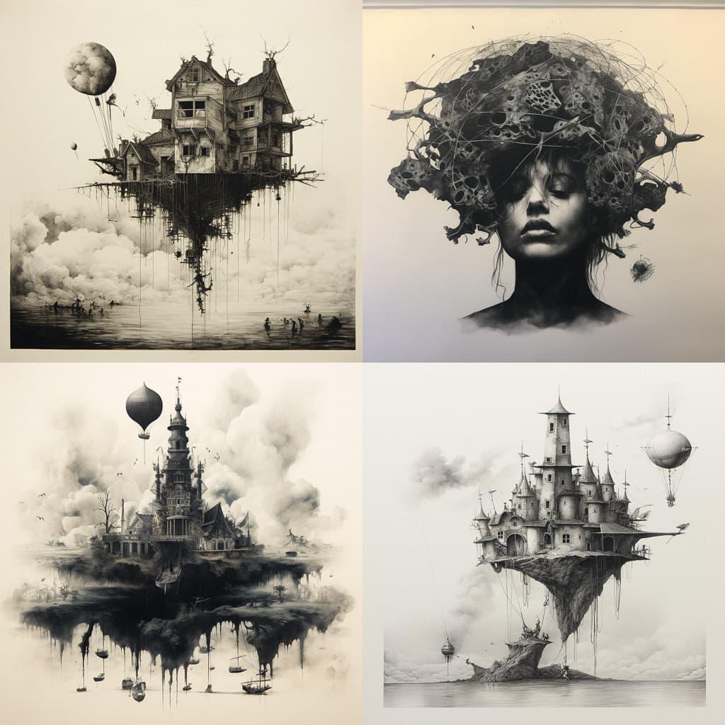 Collotype print style, Midjourney V5.2, render 1 of 4