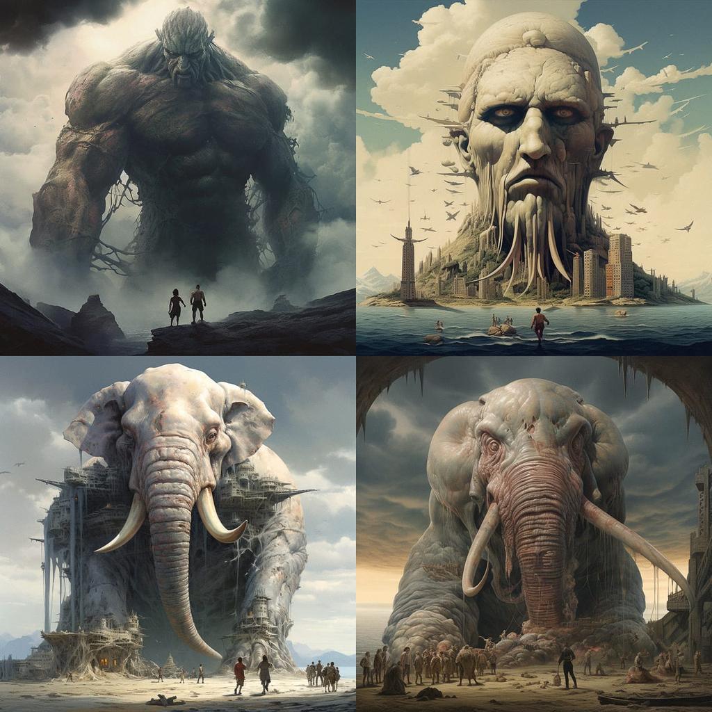 Colossal scale style, Midjourney V5.2, render 1 of 4