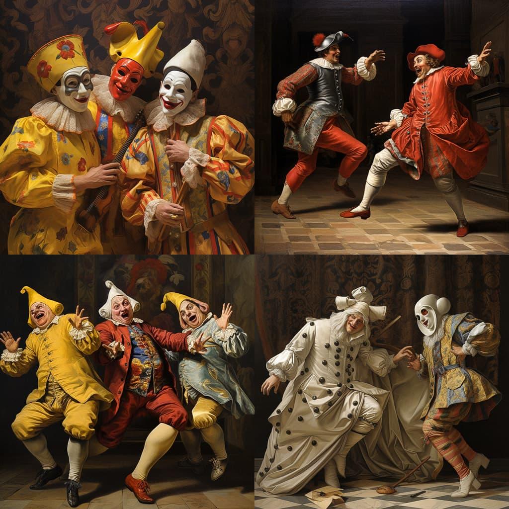 Commedia dell'Arte style, Midjourney V5.2, render 1 of 4