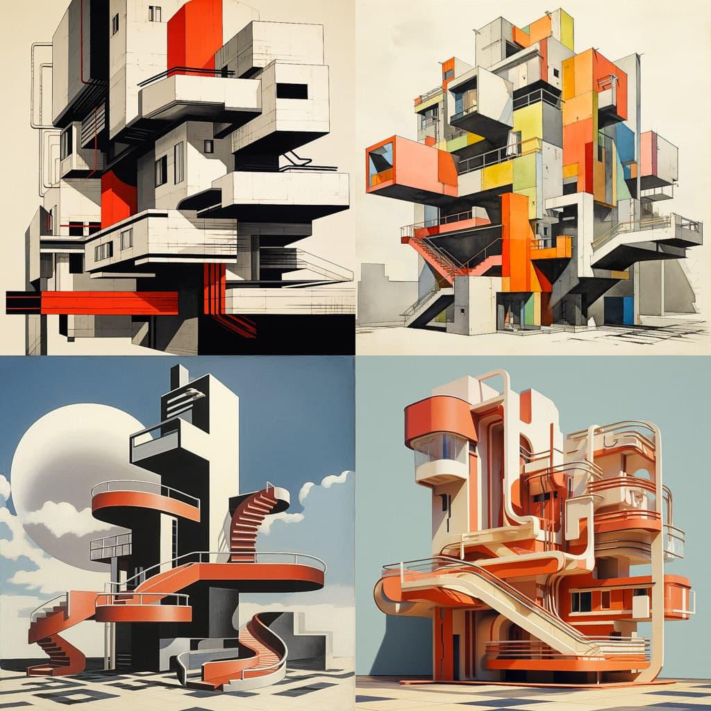 Constructivist architecture style, Midjourney V5.2, render 1 of 4
