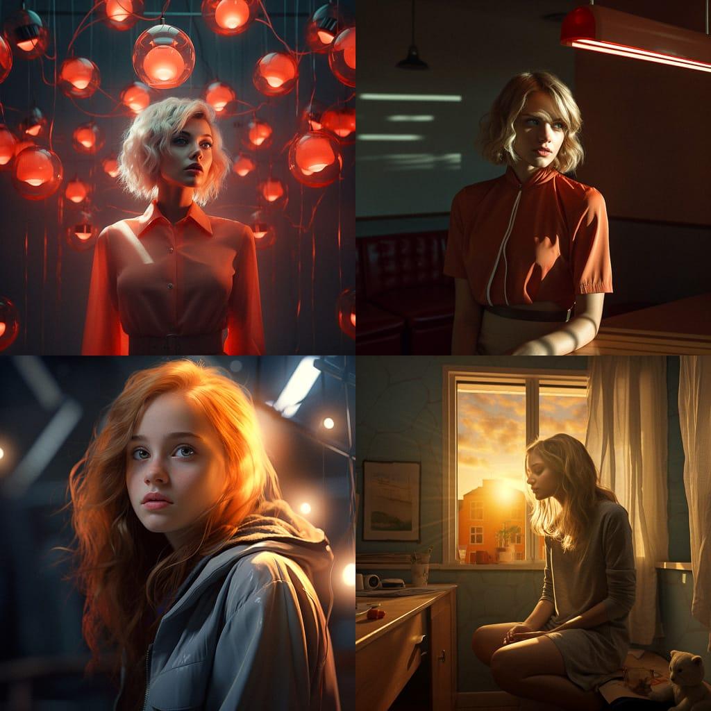 Contrasted lighting style, Midjourney V5.2, render 1 of 4