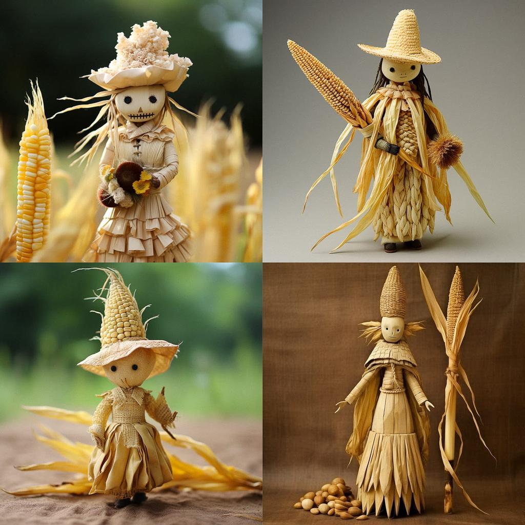 Corn husk doll style, Midjourney V5.2, render 1 of 4