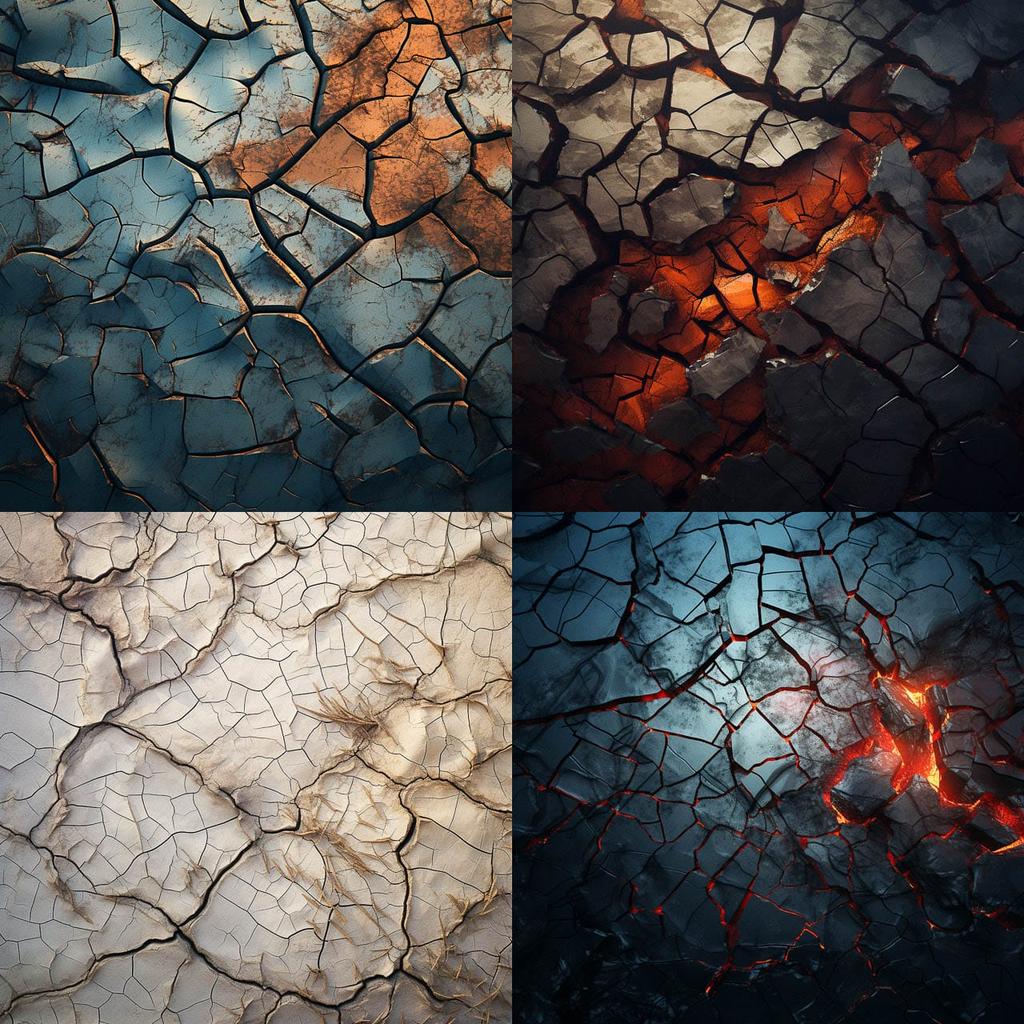 Cracked surface style, Midjourney V5.2, render 1 of 4