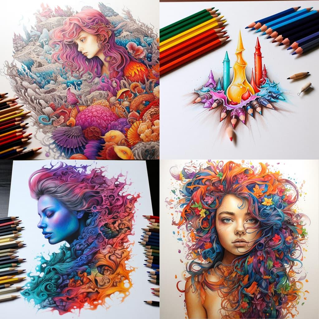 Crayon drawing style, Midjourney V5.2, render 1 of 4