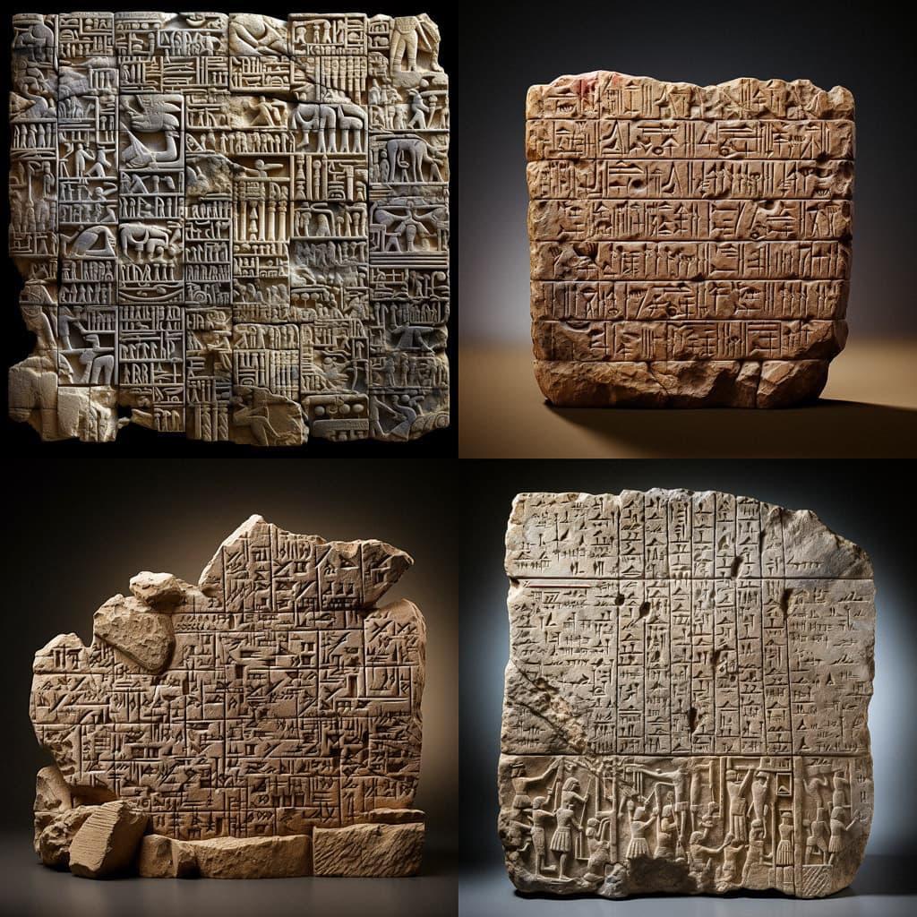 Cuneiform style, Midjourney V5.2, render 1 of 4