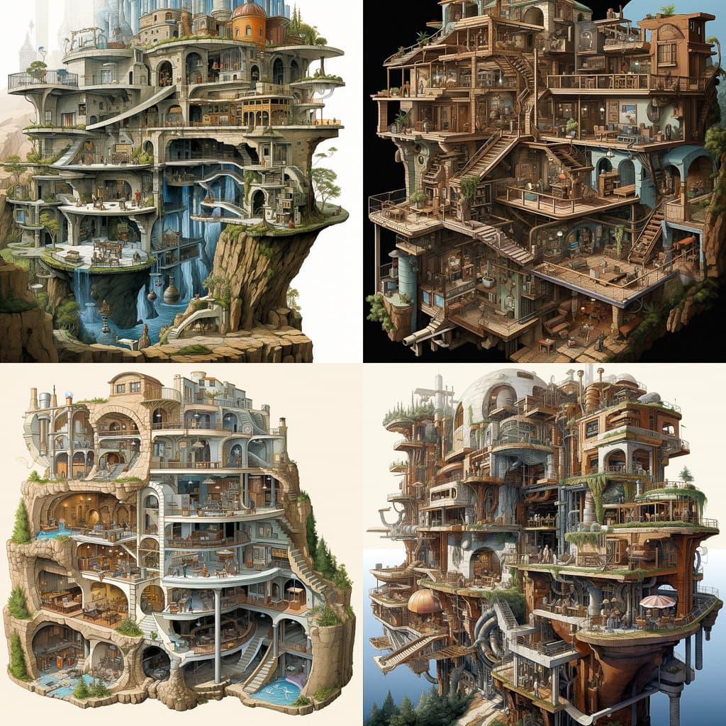 Cutaway view style, Midjourney V5.2, render 1 of 4