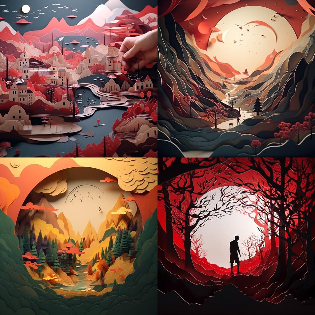 Cutout animation style, Midjourney V5.2, render 1 of 4