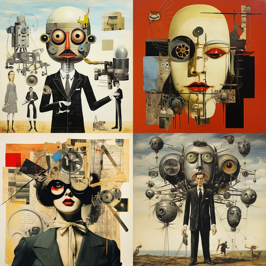 Dada movement style, Midjourney V5.2, render 1 of 4