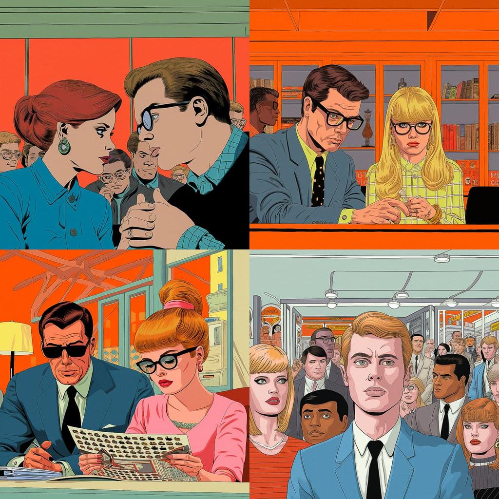 Dan Clowes style, Midjourney V5.2, render 1 of 4