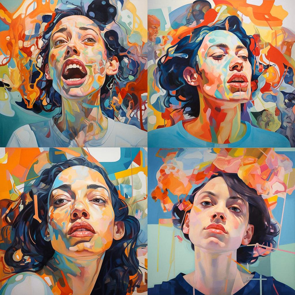 Dana Schutz style, Midjourney V5.2, render 1 of 4
