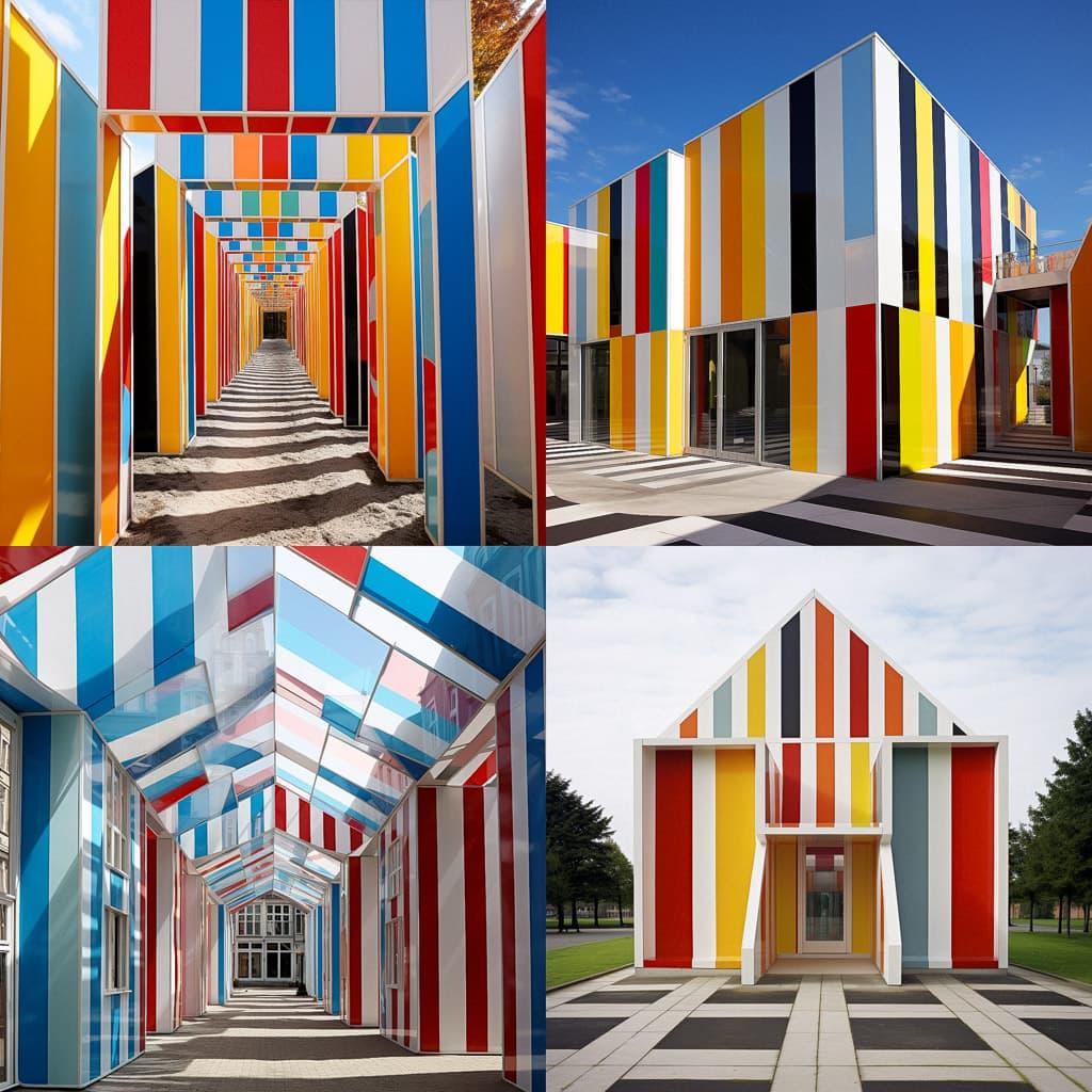 Daniel Buren style, Midjourney V5.2, render 1 of 4