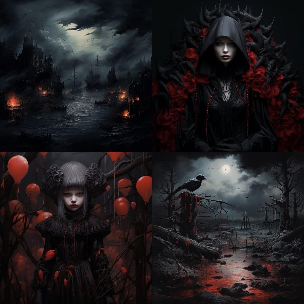 Dark foreboding colors style, Midjourney V5.2, render 1 of 4