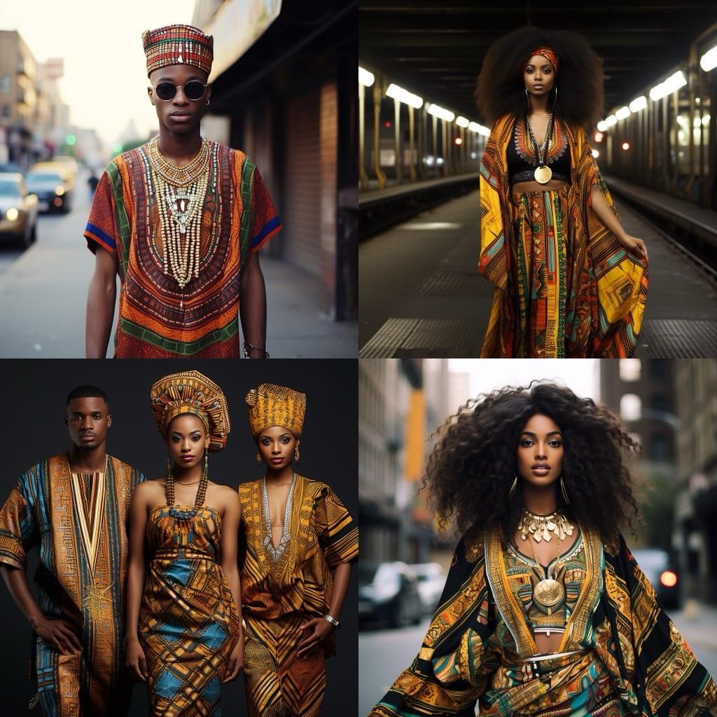 Dashiki fashion style, Midjourney V5.2, render 1 of 4