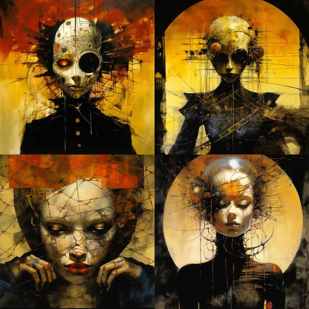 Dave McKean style, Midjourney V5.2, render 1 of 4