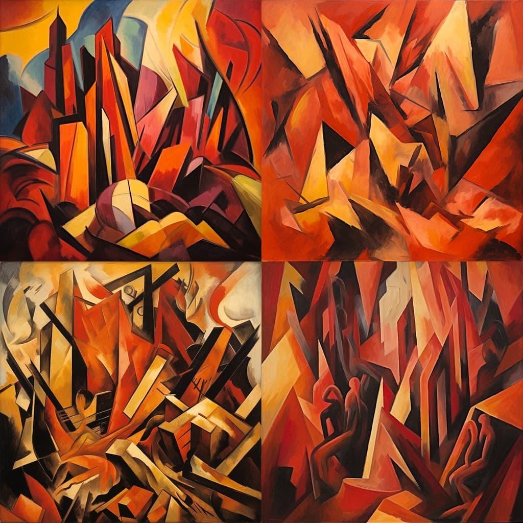 David Bomberg style, Midjourney V5.2, render 1 of 4