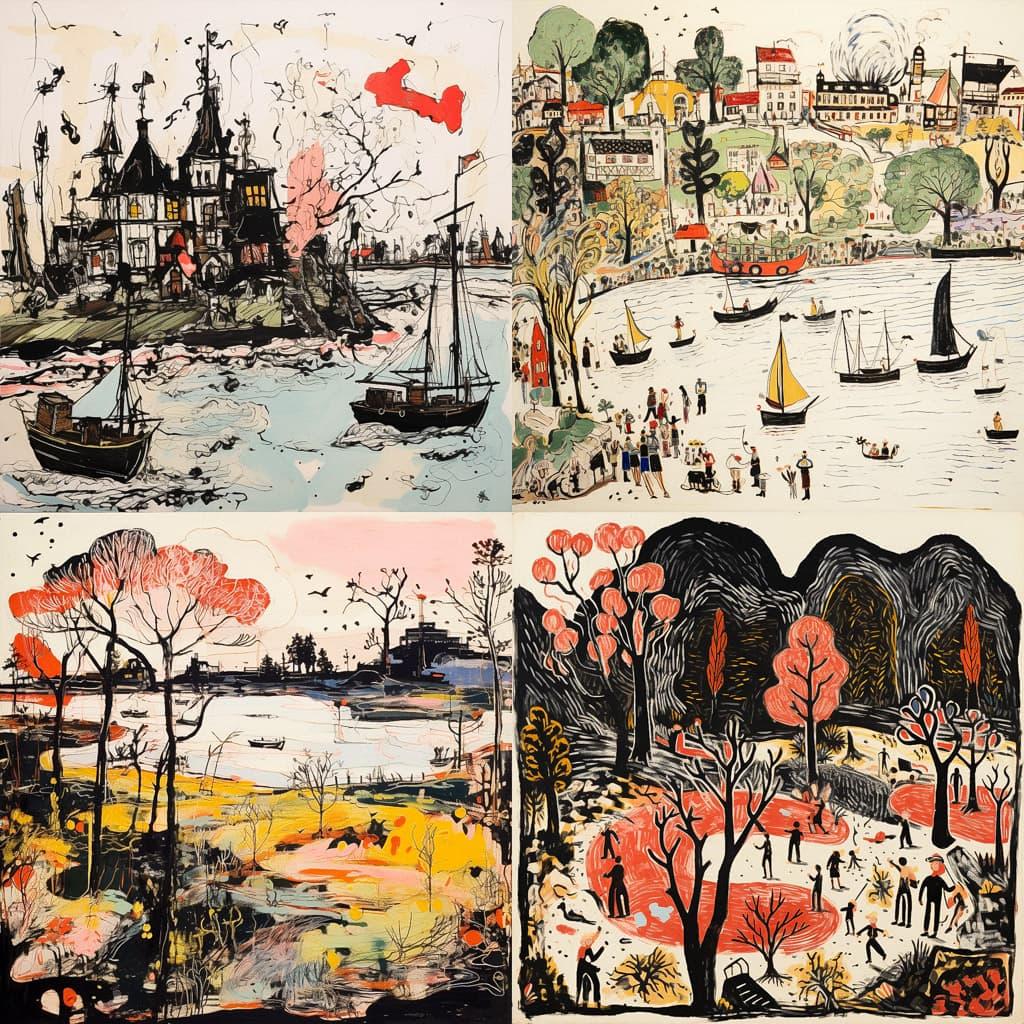 David Brown Milne style, Midjourney V5.2, render 1 of 4