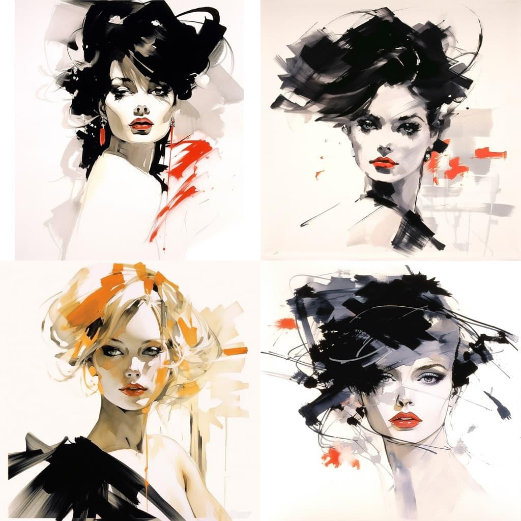 David Downton style, Midjourney V5.2, render 1 of 4