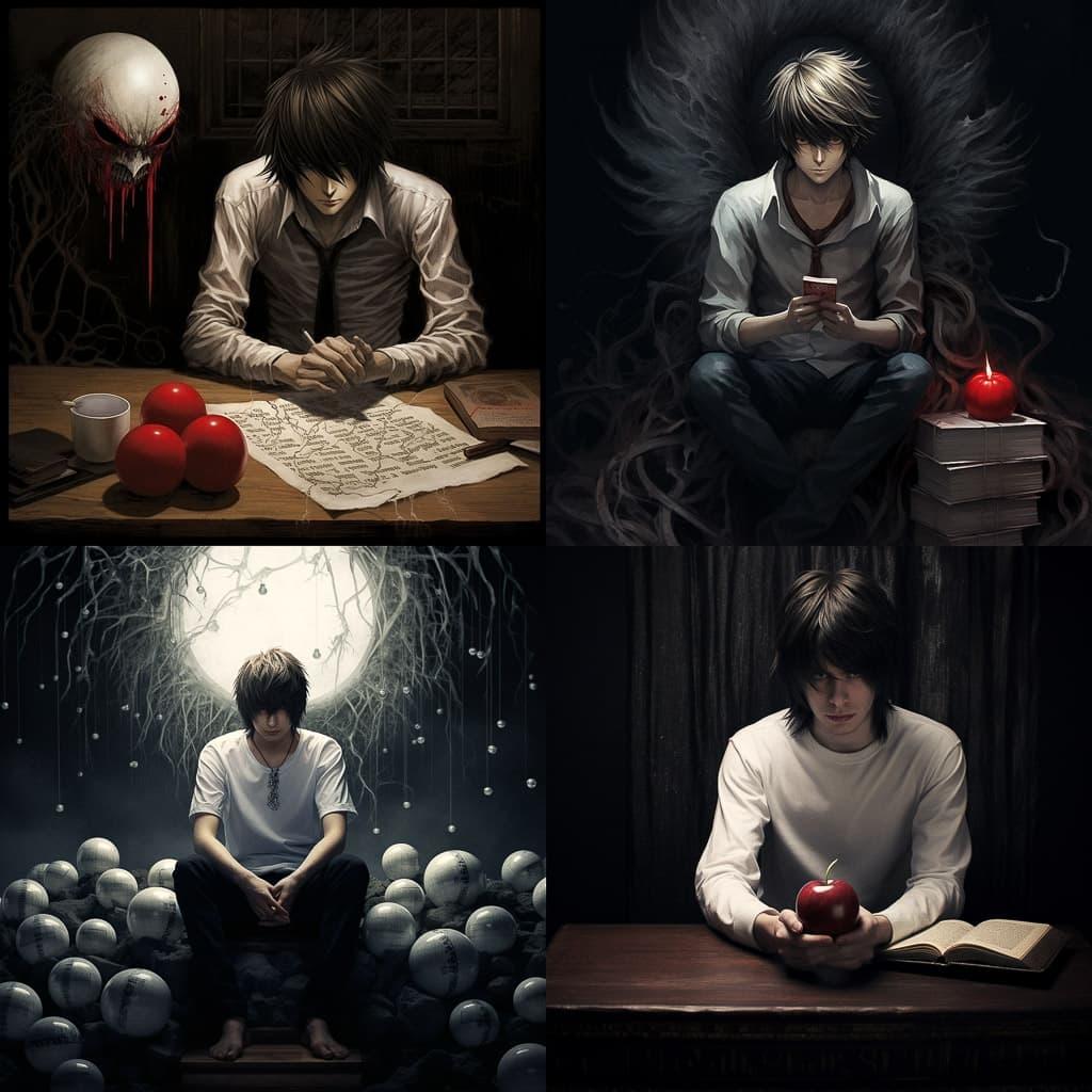 Death Note style, Midjourney V5.2, render 1 of 4