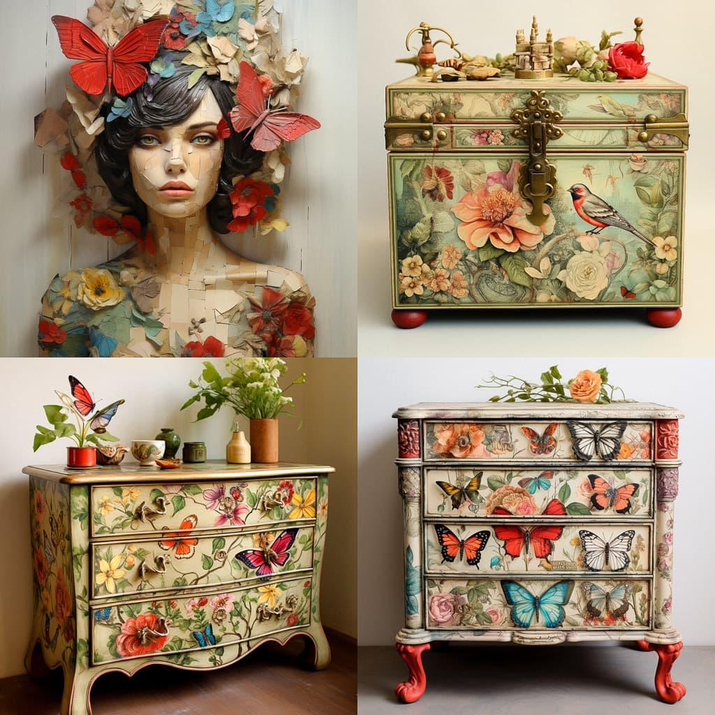 Decoupage style, Midjourney V5.2, render 1 of 4