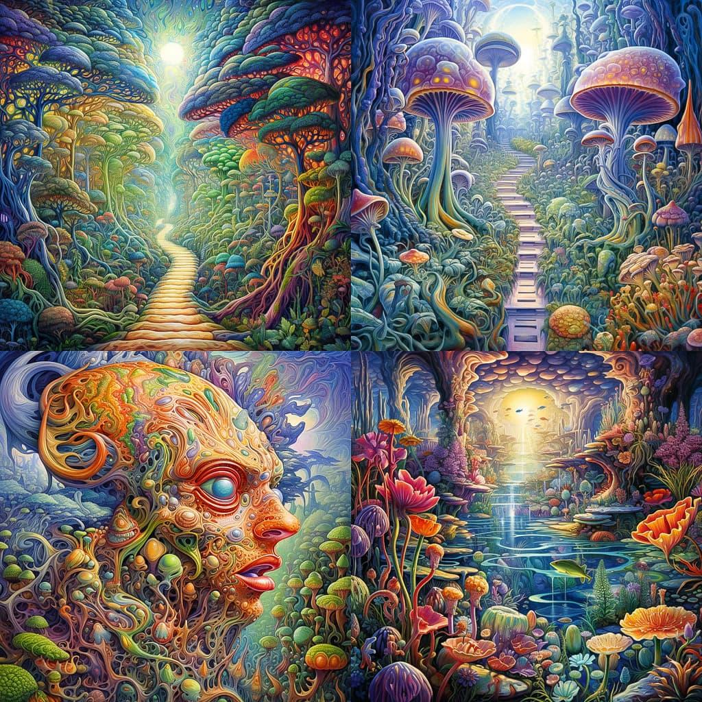 DeepDream style, Midjourney V5.2, render 1 of 4